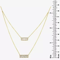 Double Layer Womens 5/8 CT. T.W. Natural White Diamond 14K Gold Bar 15 Inch Pendant Necklace