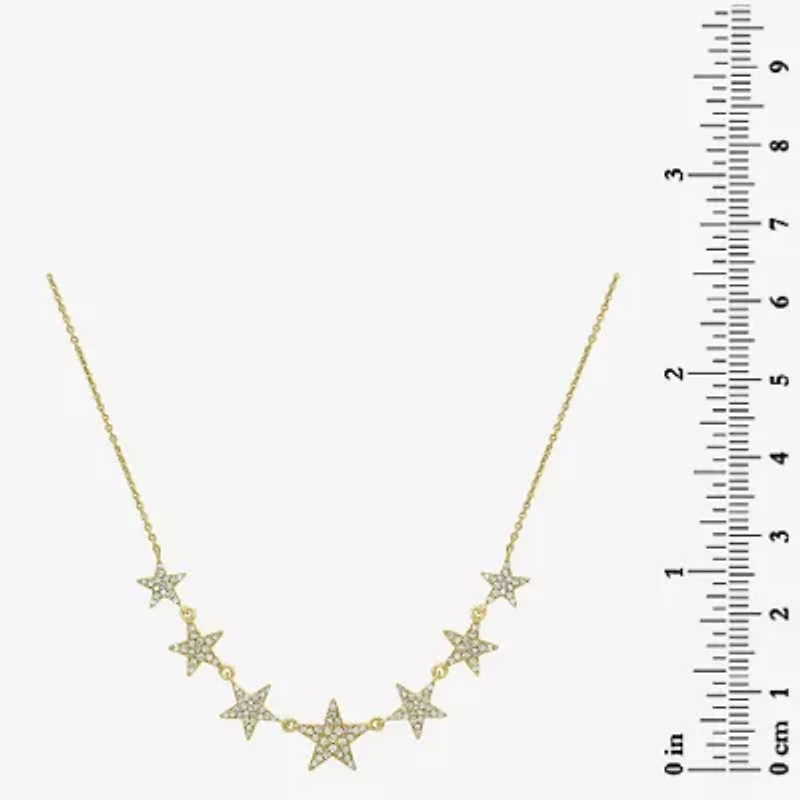 Womens 3/8 CT. T.W. Natural White Diamond 14K Gold Star 15 Inch Pendant Necklace