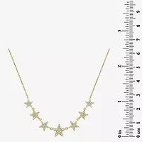 Womens 3/8 CT. T.W. Natural White Diamond 14K Gold Star 15 Inch Pendant Necklace