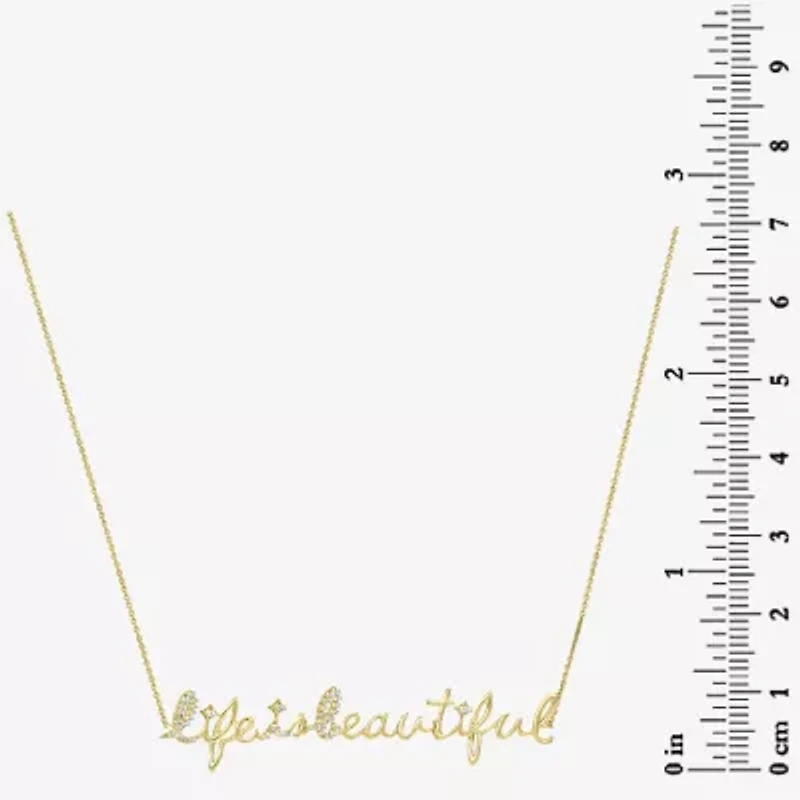 "Life Is Beautiful" Womens 1/8 CT. T.W. Natural White Diamond 14K Gold 15 Inch Pendant Necklace