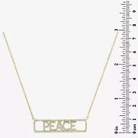 "Peace" Womens 3/8 CT. T.W. Natural White Diamond 14K Gold Bar 15 Inch Pendant Necklace