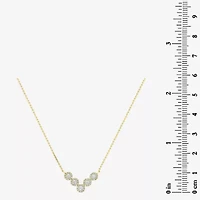 V-Shaped Womens White Diamond 14K Gold 15 Inch Chevron Necklace
