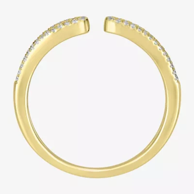 Open Edge Womens 1/3 CT. T.W. Natural White Diamond 14K Gold Delicate Stackable Ring