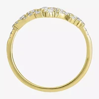 Womens 1/2 CT. T.W. Natural White Diamond 14K Gold Crown Cluster Delicate Stackable Ring
