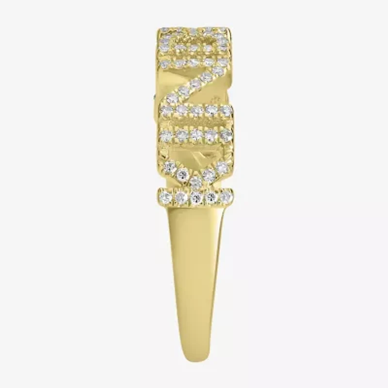 "Kindness" Womens 1/5 CT. Natural White Diamond 14K Gold Delicate Stackable Ring