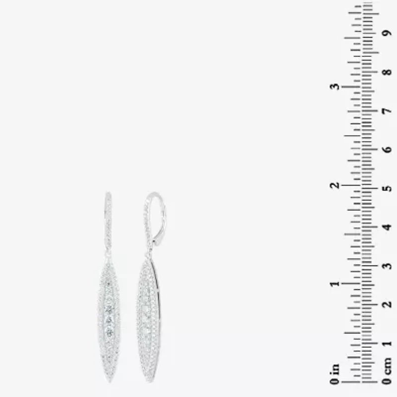 Diamonart Womens Cubic Zirconia Sterling Silver Curved Drop Earrings