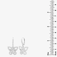 Diamonart Womens Cubic Zirconia Sterling Silver Butterfly Drop Earrings