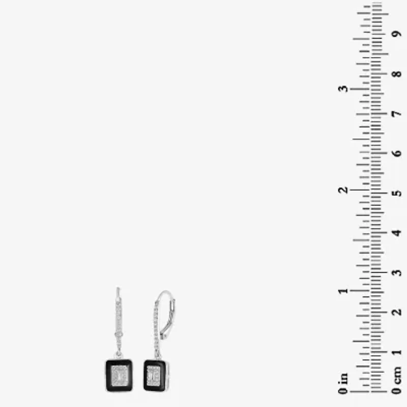 Diamonart Womens Cubic Zirconia Sterling Silver Square Drop Earrings
