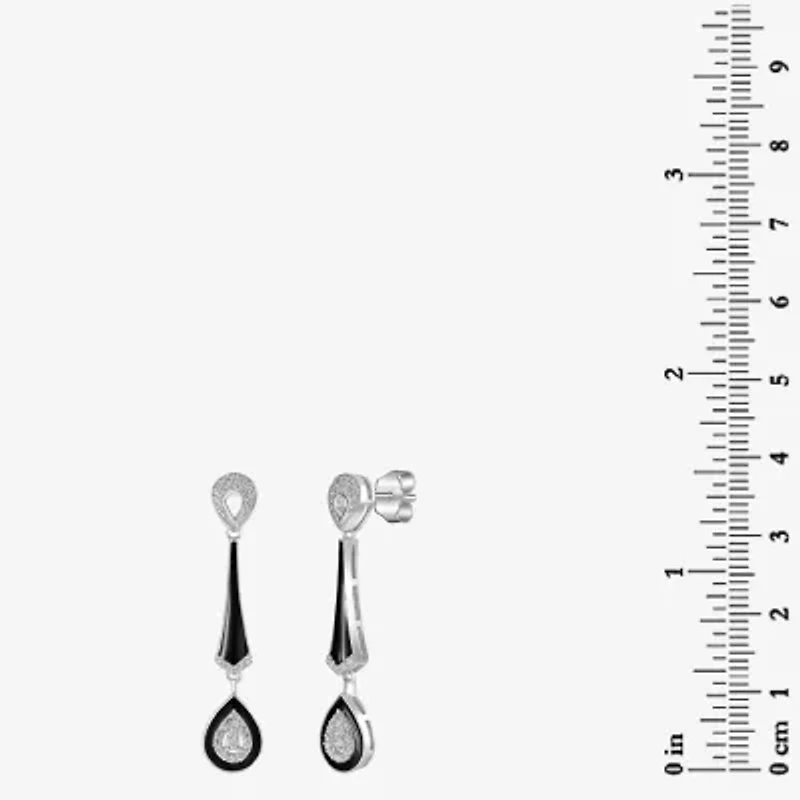 Diamonart Womens Cubic Zirconia Sterling Silver Pear Drop Earrings