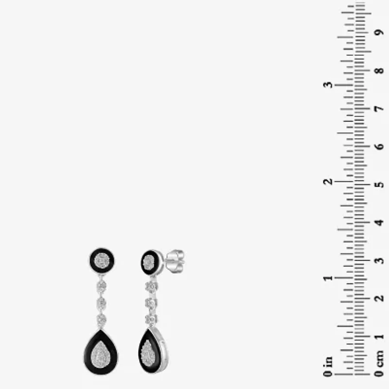 Diamonart Womens Cubic Zirconia Sterling Silver Pear Drop Earrings