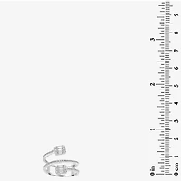 Womens 1 1/8 CT. T.W. Cubic Zirconia Sterling Silver Square Bypass  Cocktail Ring