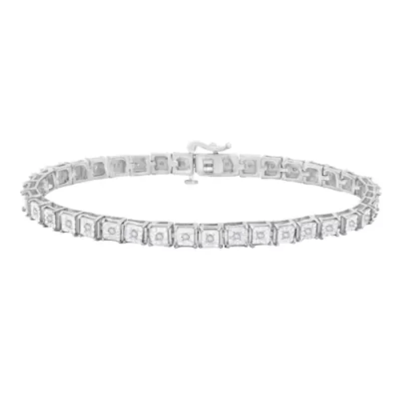 1/2 CT.T.W. Natural Diamond Sterling SIlver Tennis Bracelet