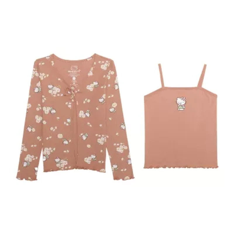Little & Big Kid Girls 2-pc. V Neck Long Sleeve Hello Kitty Shirt Set