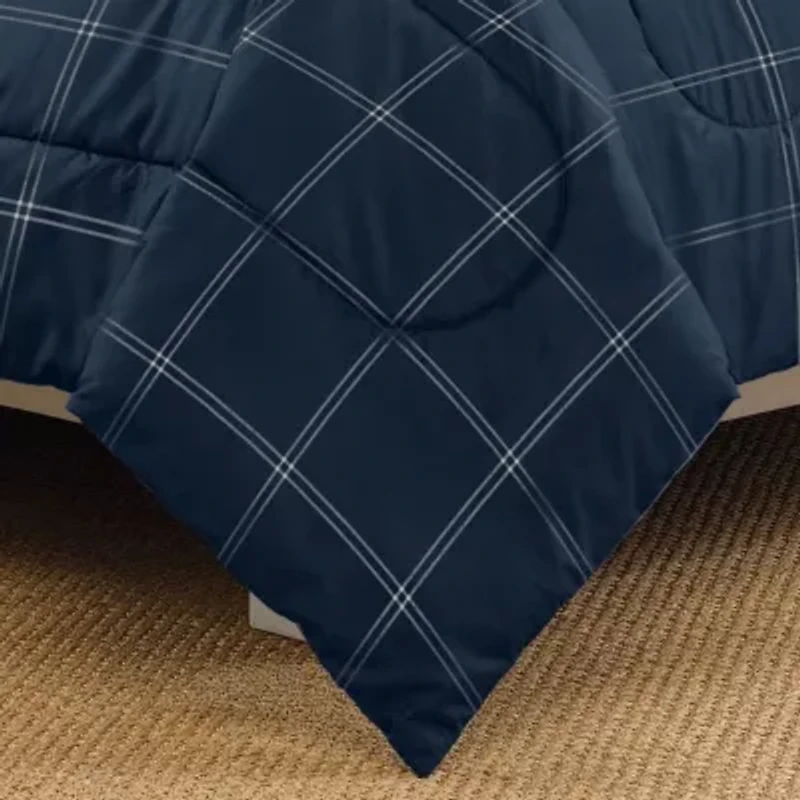 Martex Navy Check Midweight Comforter Set