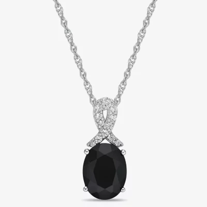Womens Genuine Black Onyx Sterling Silver 18 Inch Pendant Necklace