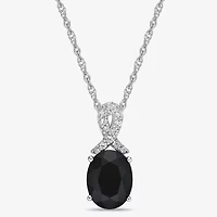 Womens Genuine Black Onyx Sterling Silver 18 Inch Pendant Necklace