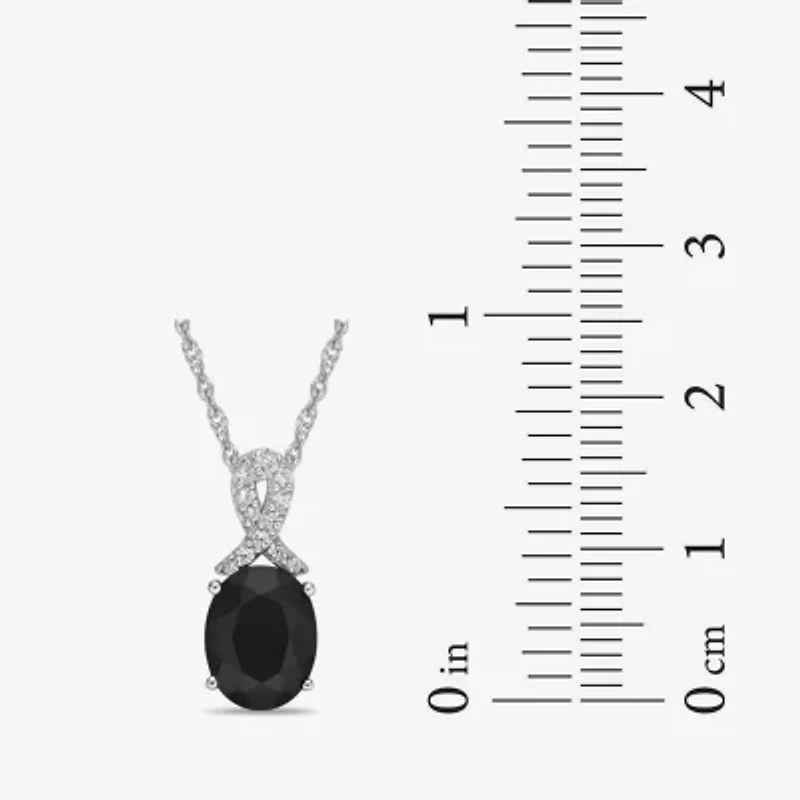 Womens Genuine Black Onyx Sterling Silver 18 Inch Pendant Necklace