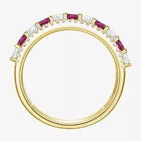 Womens Lab Created Gemstone 14K Gold Over Silver Stackable Rings