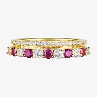 Womens Lab Created Gemstone 14K Gold Over Silver Stackable Rings