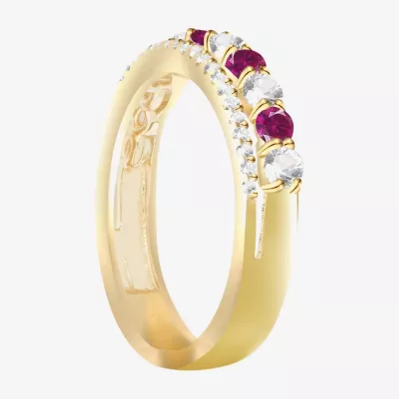 Womens Lab Created Gemstone 14K Gold Over Silver Stackable Rings