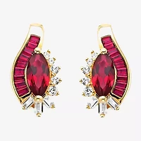 Lab-Created Ruby& White Sapphire 14K Gold Over Sterling Silver Earrings