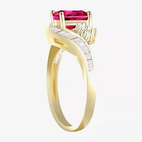 Womens Gemstone 14K Gold Over Silver Crossover Side Stone Cocktail Ring