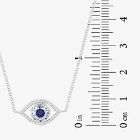 Womens Lab Created Blue Ceylon Sapphire Sterling Silver Evil Eye 18 Inch Pendant Necklace