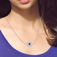 Womens Lab Created Blue Ceylon Sapphire Sterling Silver Evil Eye 18 Inch Pendant Necklace
