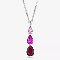 Womens Gemstone Sterling Silver Pear Pendant Necklace