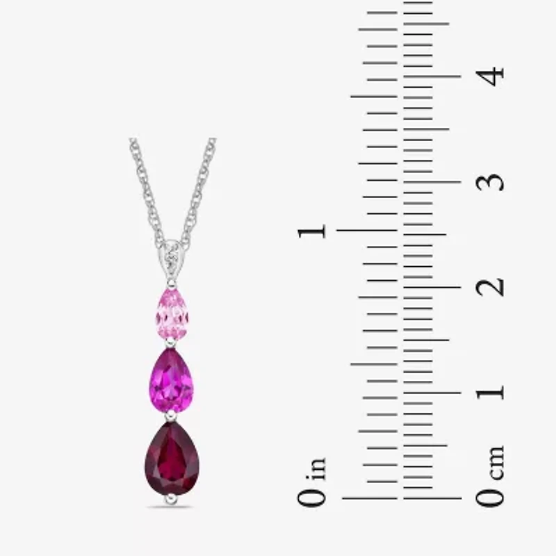 Womens Gemstone Sterling Silver Pear Pendant Necklace