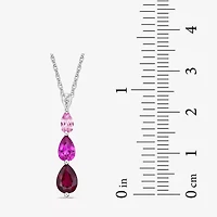 Womens Gemstone Sterling Silver Pear Pendant Necklace