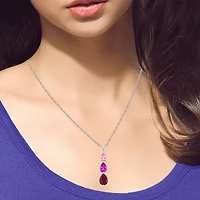 Womens Gemstone Sterling Silver Pear Pendant Necklace