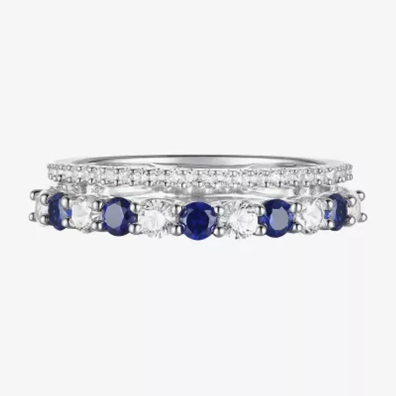 Womens Lab Created Gemstone 14K Gold Over Silver Stackable Rings