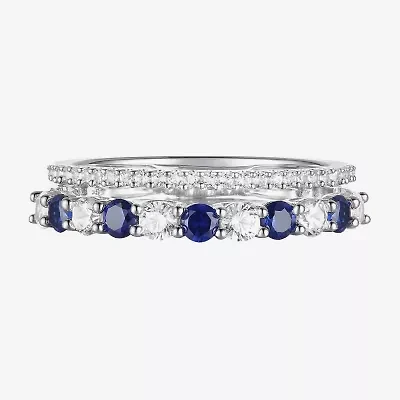 Womens Lab Created Gemstone 14K Gold Over Silver Stackable Rings