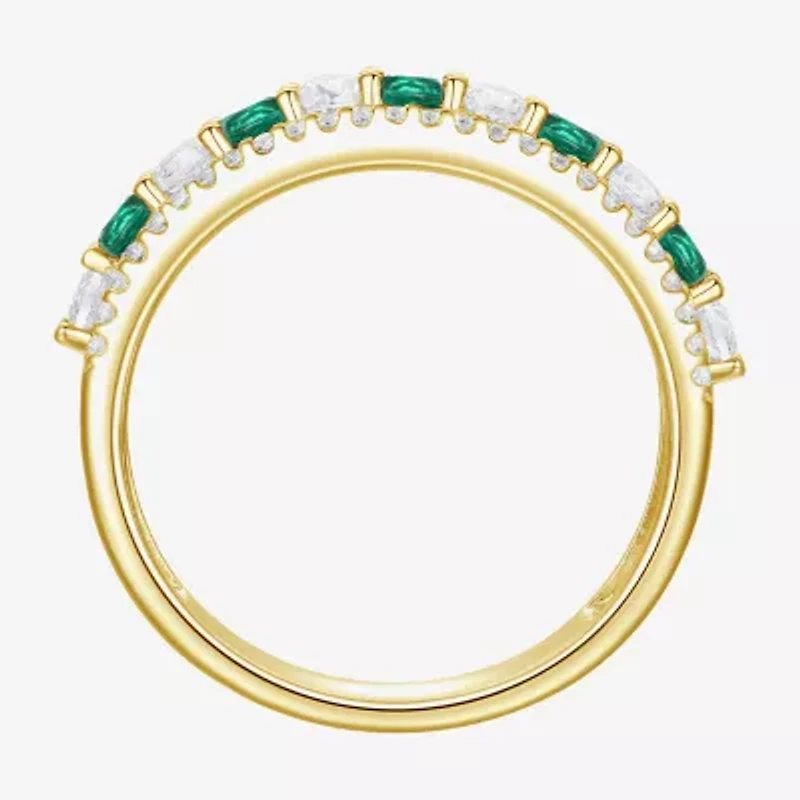 Womens Lab Created Gemstone 14K Gold Over Silver Stackable Rings