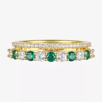 Womens Lab Created Gemstone 14K Gold Over Silver Stackable Rings