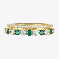 Womens Lab Created Gemstone 14K Gold Over Silver Stackable Rings