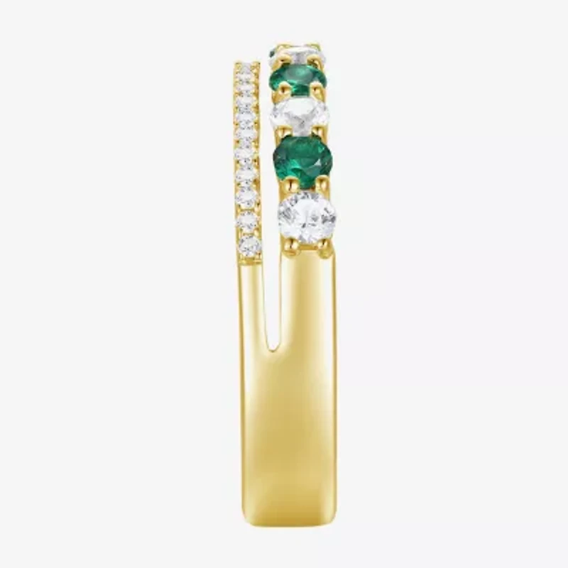 Womens Lab Created Gemstone 14K Gold Over Silver Stackable Rings