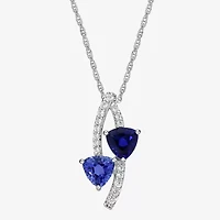 Womens Gemstone Sterling Silver Triangle Pendant Necklace