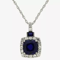Womens Lab Created Blue Sapphire Sterling Silver 18 Inch Pendant Necklace