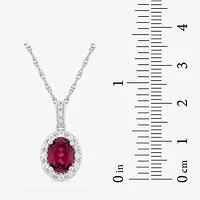 Womens Lab Created Red Ruby Sterling Silver 18 Inch Pendant Necklace