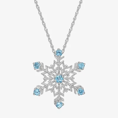 Womens Genuine Blue Topaz Sterling Silver 18 Inch Pendant Necklace