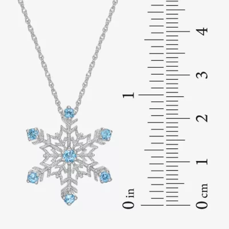 Womens Genuine Blue Topaz Sterling Silver 18 Inch Pendant Necklace