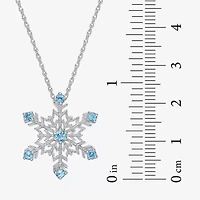 Womens Genuine Blue Topaz Sterling Silver 18 Inch Pendant Necklace