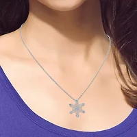 Womens Genuine Blue Topaz Sterling Silver 18 Inch Pendant Necklace