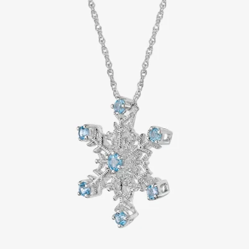 Womens Genuine Blue Topaz Sterling Silver 18 Inch Pendant Necklace