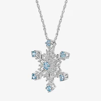Womens Genuine Blue Topaz Sterling Silver 18 Inch Pendant Necklace