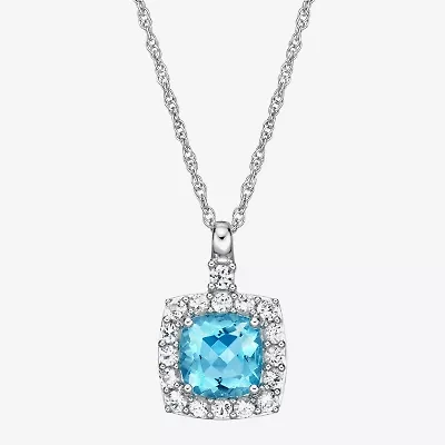 Womens Gemstone Sterling Silver Pendant Necklace