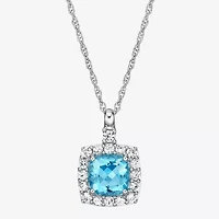 Womens Gemstone Sterling Silver Pendant Necklace
