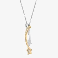 Womens 1/ CT. T.W. Natural White Diamond 10K Two Tone Gold Star 18 Inch Pendant Necklace